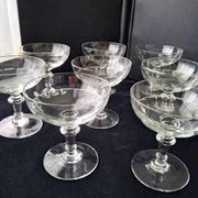 8 old glass champagne glasses