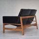 1960s, Danish 2-seater sofa in original condition, furniture leather, solid oak wood.