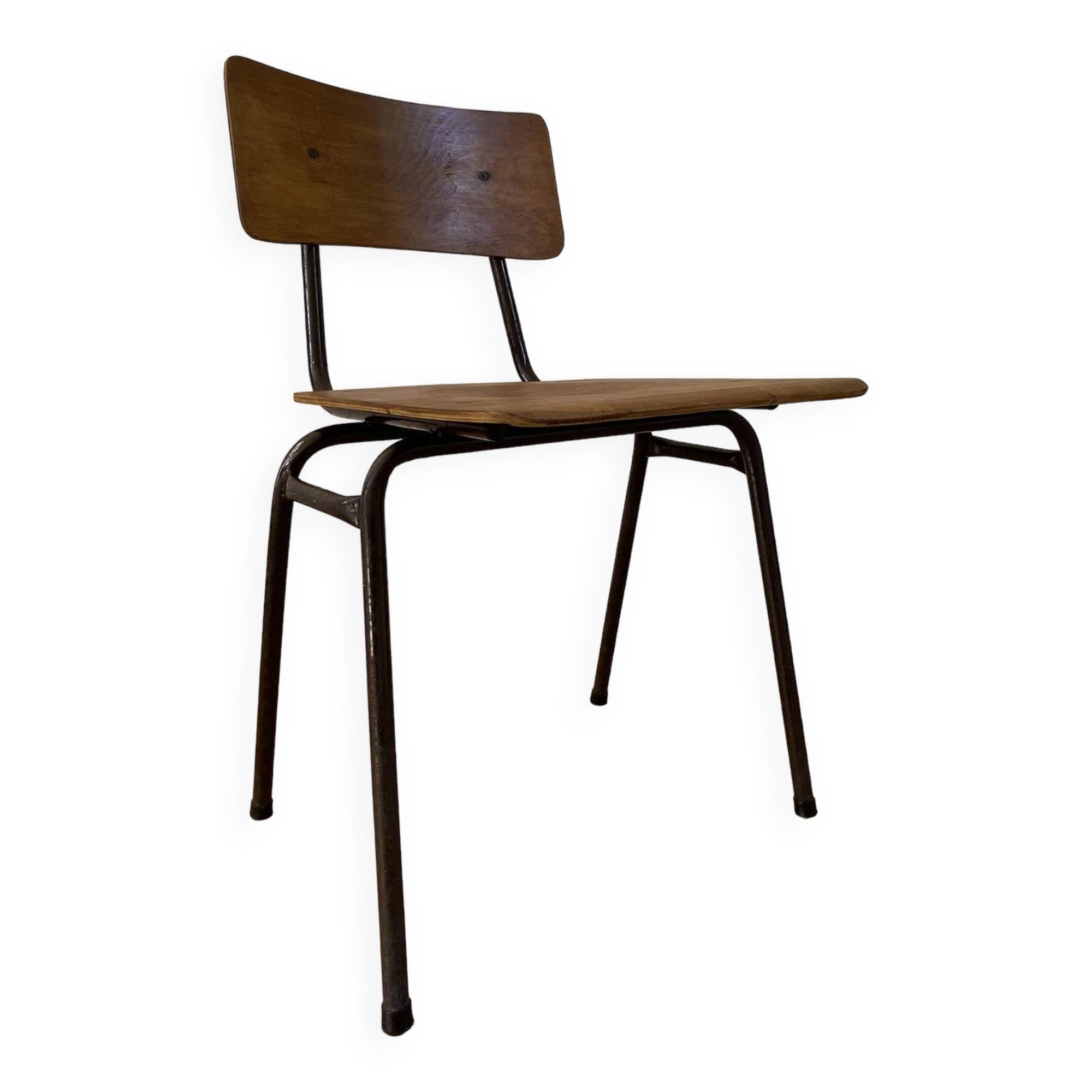 Industrial chair, vintage school chair, wood and metal