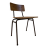 Chaise industriel, chaise d'école vintage, bois et métal