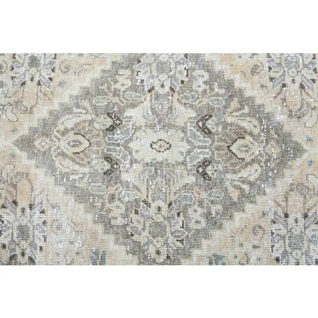 1970s Vintage Persian Handmade Wool Cotton Light Brown Area Rug 302x394