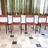 Set of 4 Velvet Dining Chairs in Walnut from Lübke, Germany 1960s