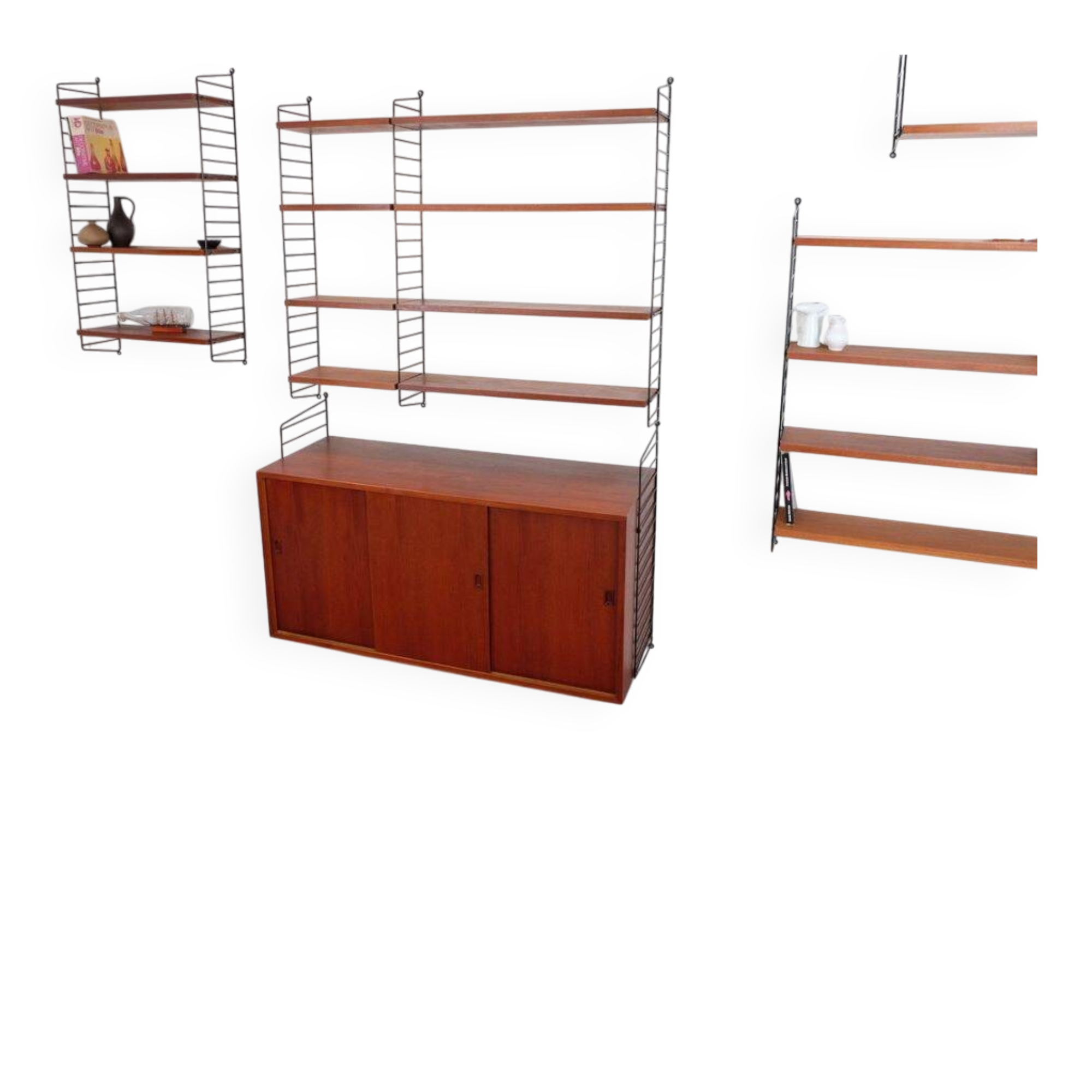 Nisse String shelf in teak, retro vintage style from the 60s-70s.
