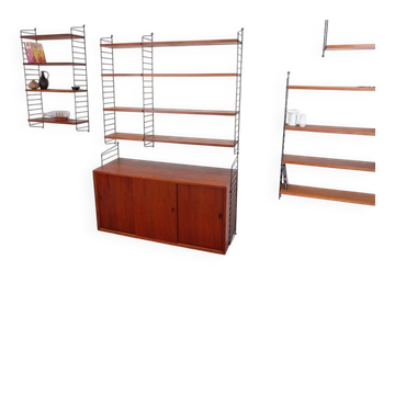 Nisse String shelf in teak, retro vintage style from the 60s-70s.