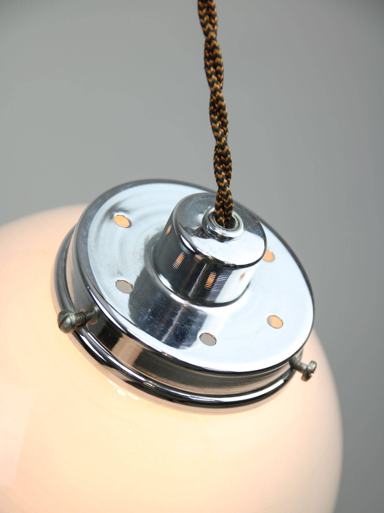 Mid-Century Italian Chrome and Murano Glass Pendant Lamp