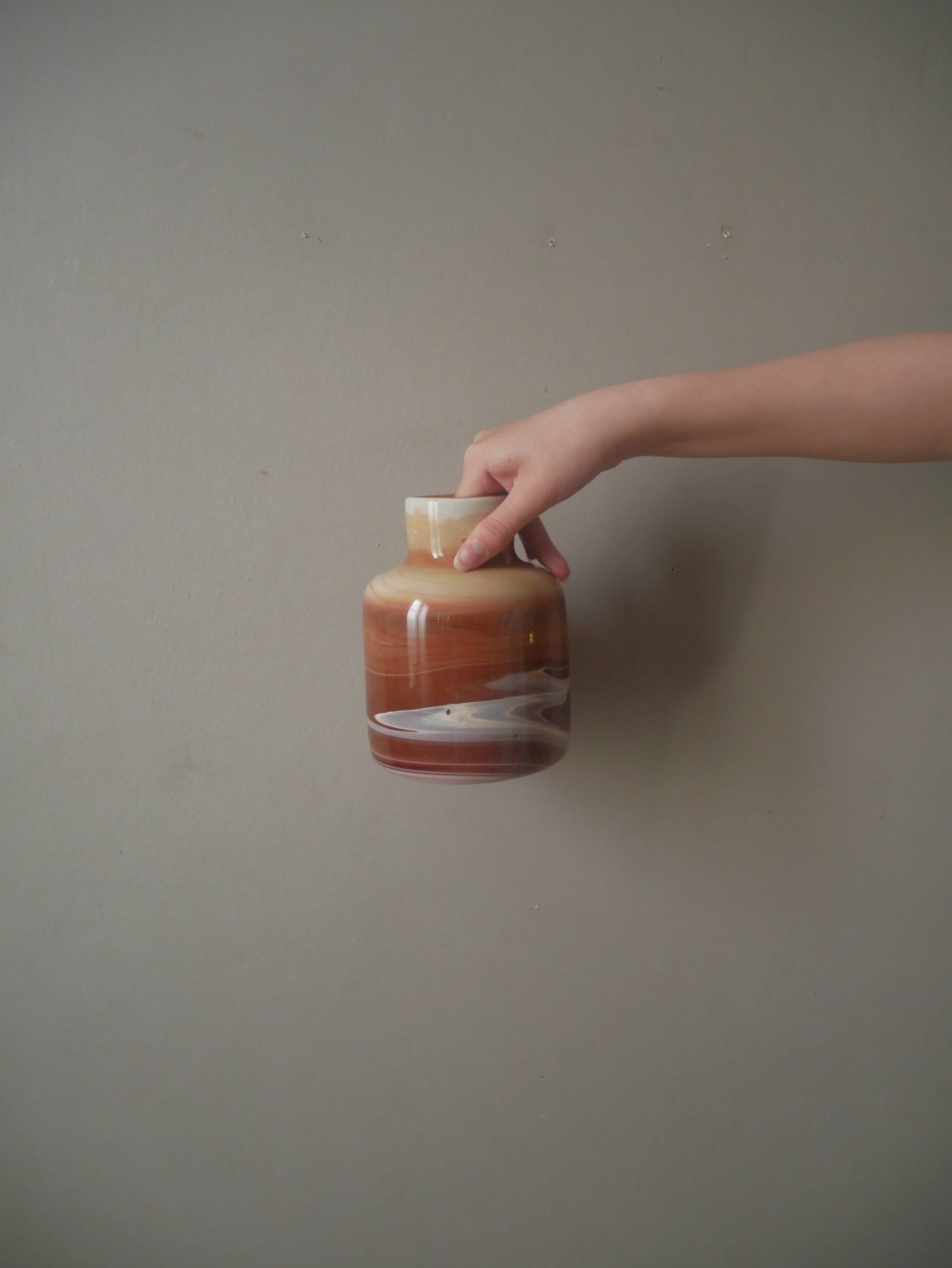 Contemporary design ceramic vase handcrafted minimalist shape brown tones