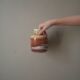Contemporary design ceramic vase handcrafted minimalist shape brown tones
