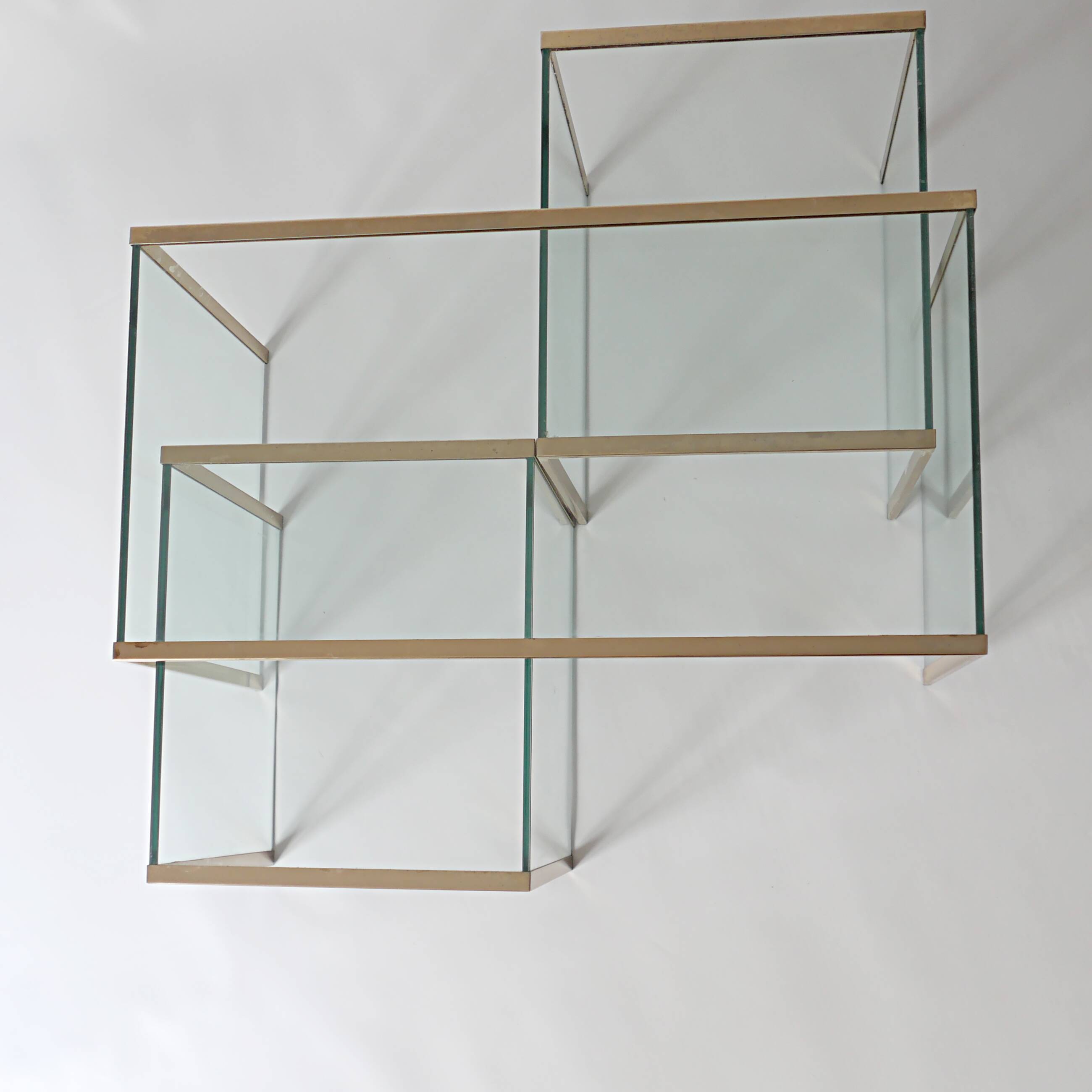 3 nesting coffee tables in glass and gilded metal, 1950-1970