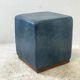 Vintage pouf 70's skaï bleu