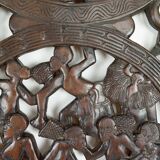 African door in carved wood and bronze of village chief Baboun, Cameroon, early 20th century