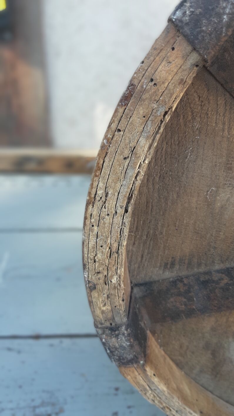 Mesure à grain vintage panier de rangement en bois et fer