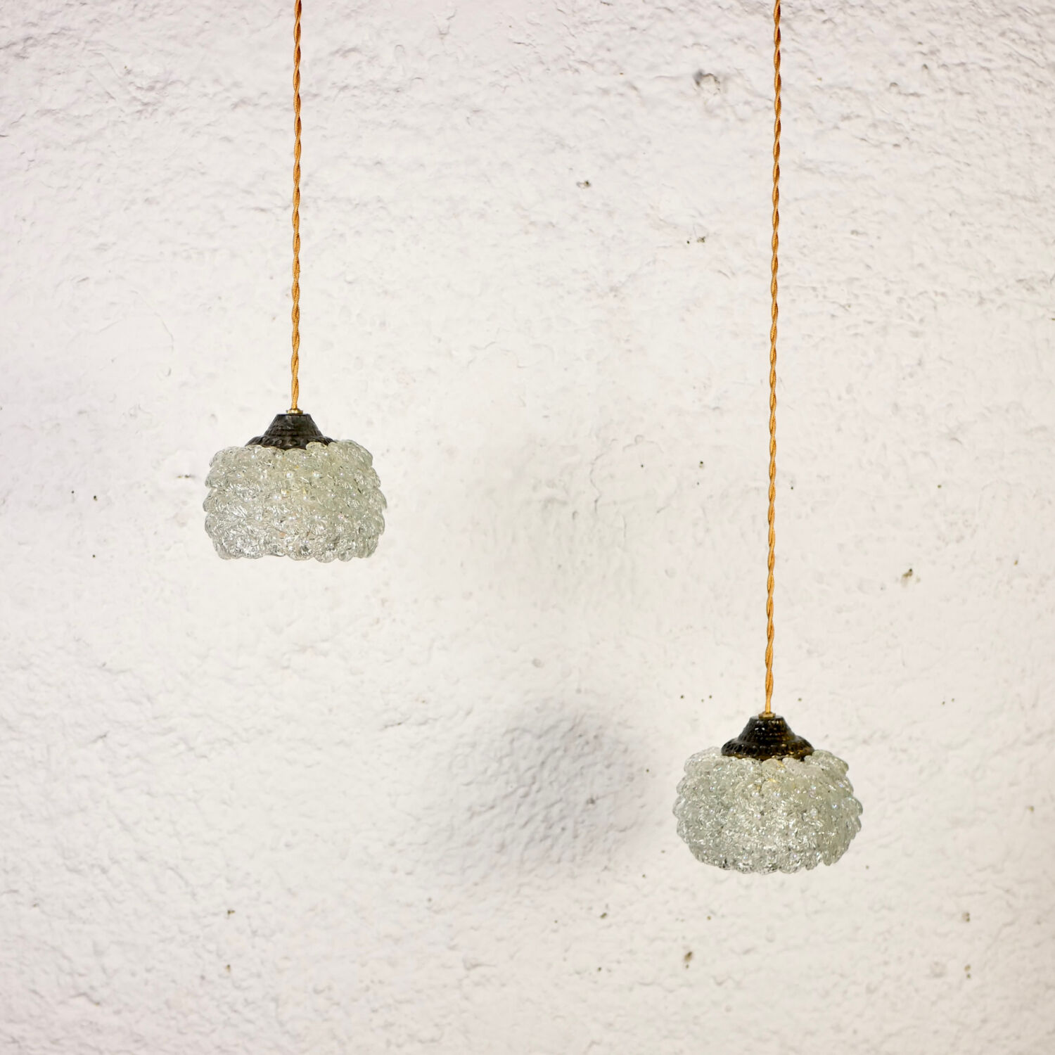 Pair of pearl glass pendant lamps