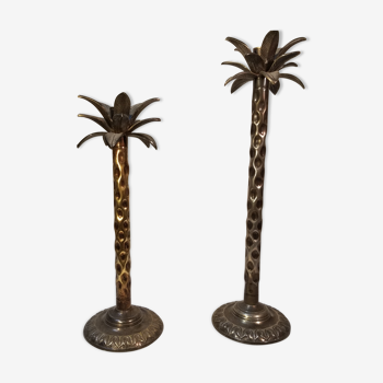 Pair of asymmetrical palm candlesticks, 60