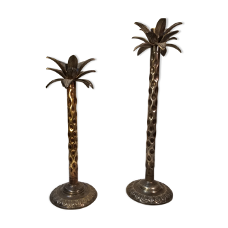 Pair of asymmetrical palm candlesticks, 60
