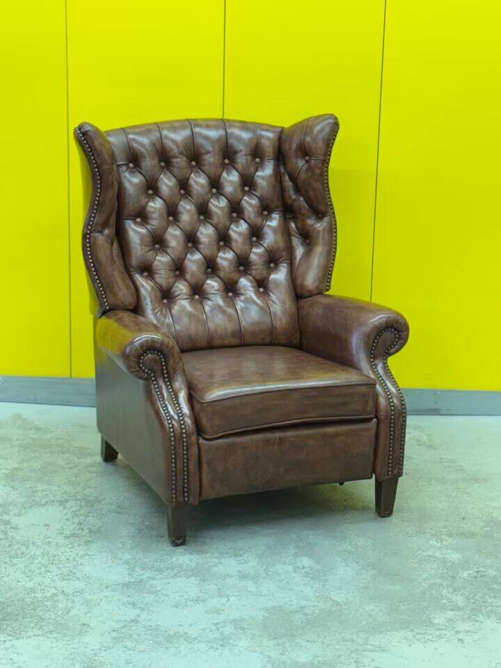 Brown leather Handmade Chesterfield Recliner Armchair
