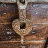 Old chest - dowry console from Bikaner in teak and wrought iron