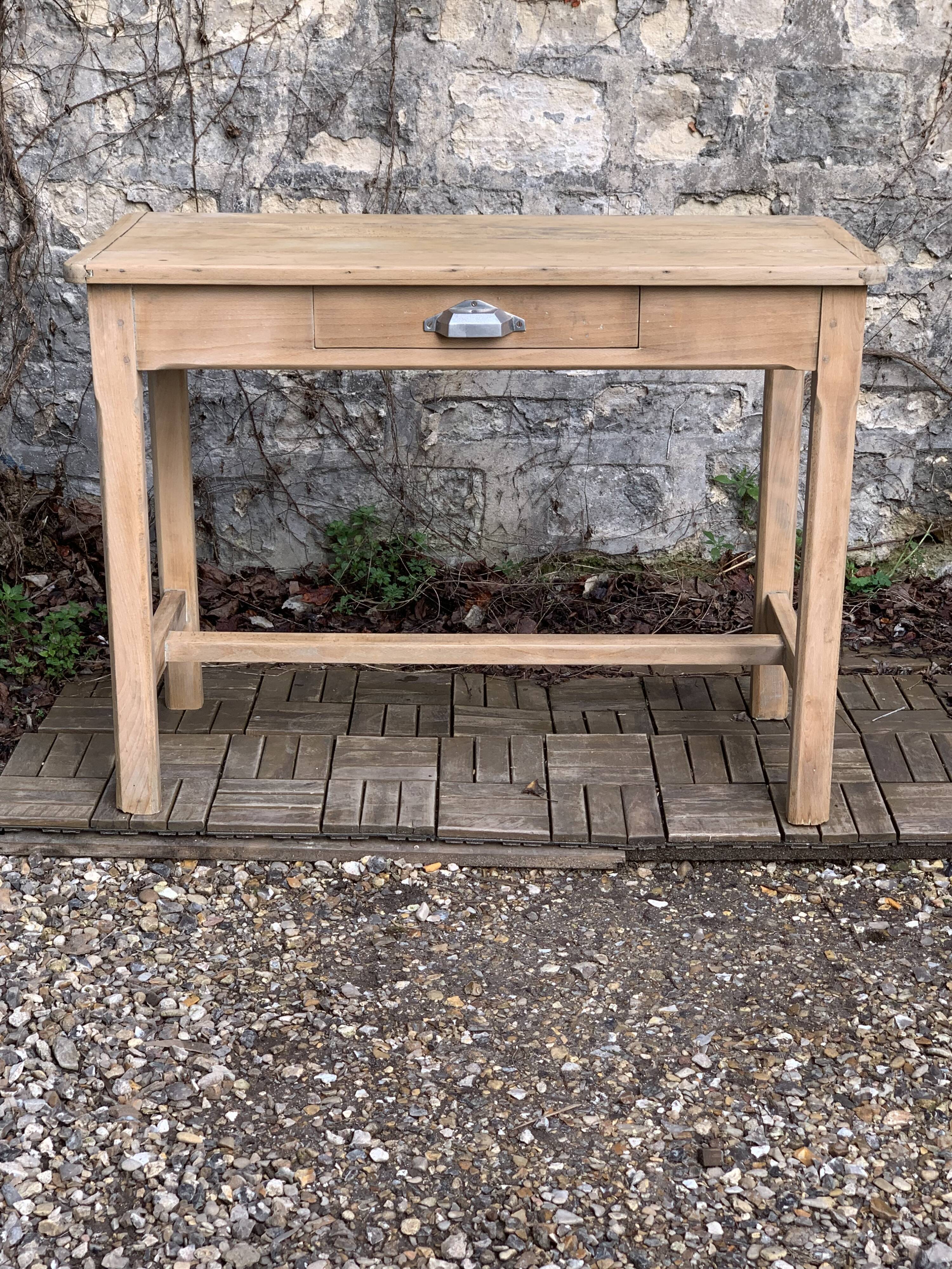 Art Deco farmhouse table in raw wood