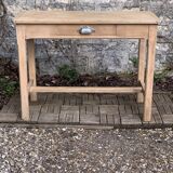 Art Deco farmhouse table in raw wood