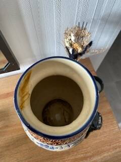 Polychrome ceramic vase in glazed stoneware