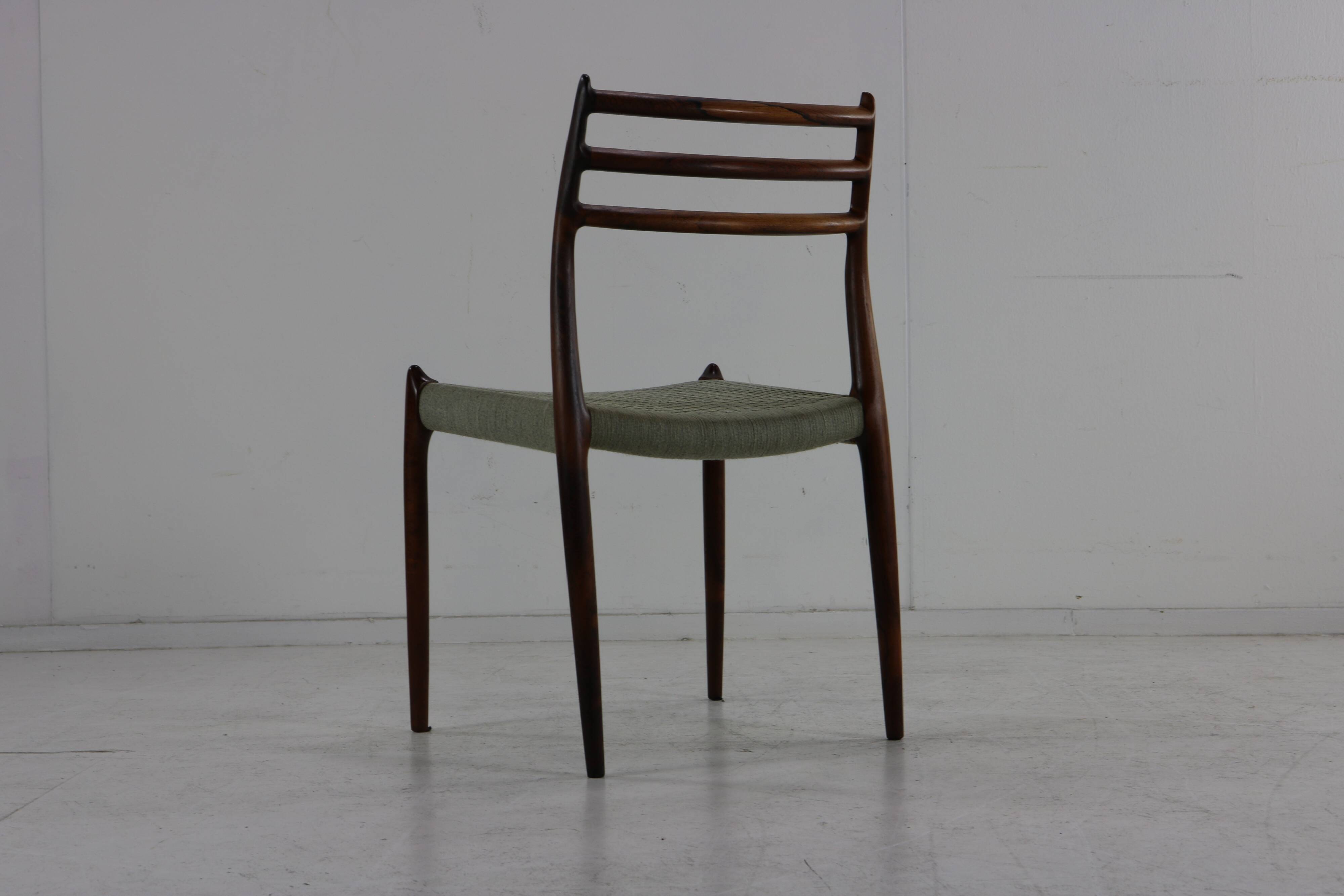 Danish design rosewood dining chairs by Niels Otto Møller for Møller Denmark