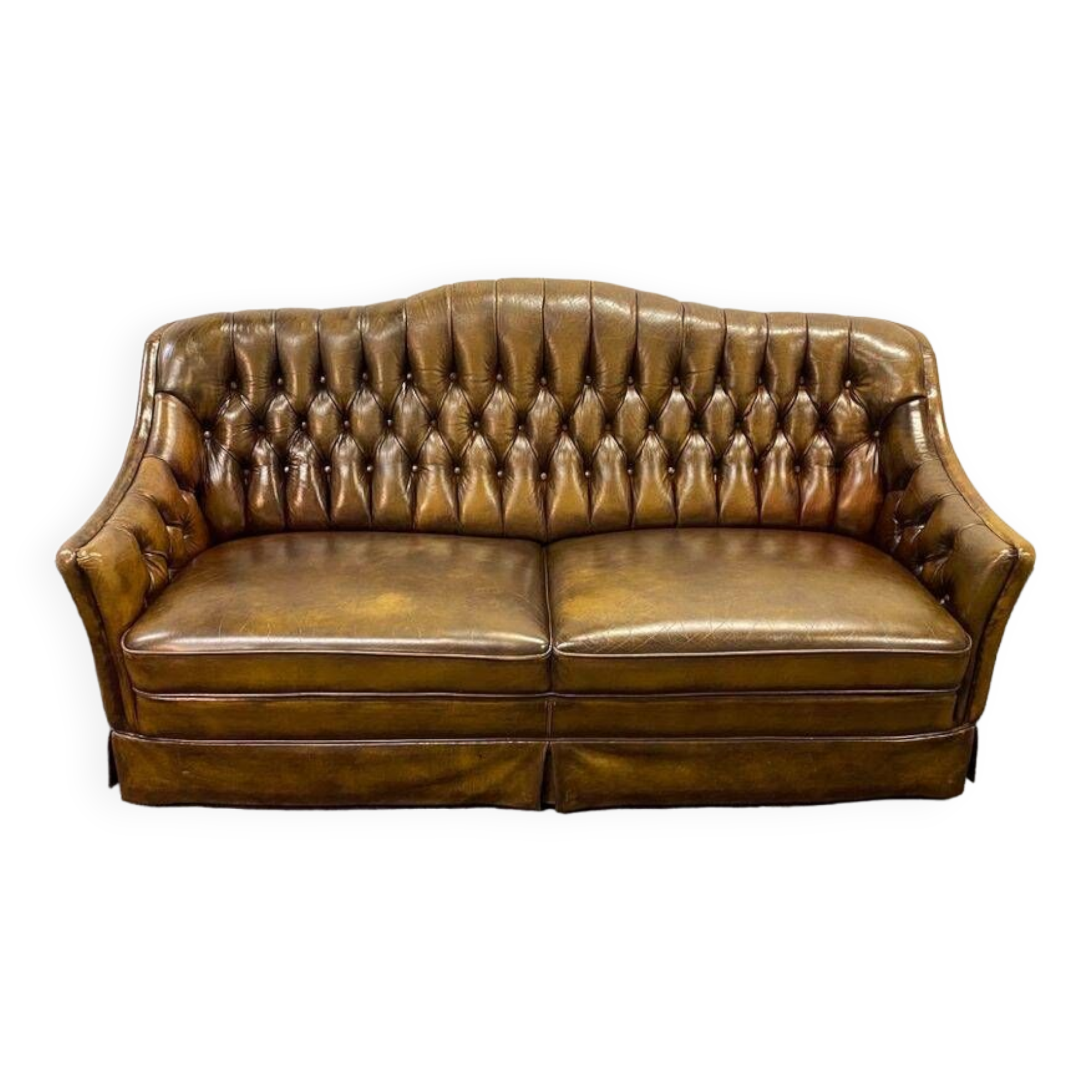 Vintage 3 seater leather chesterfield sofa