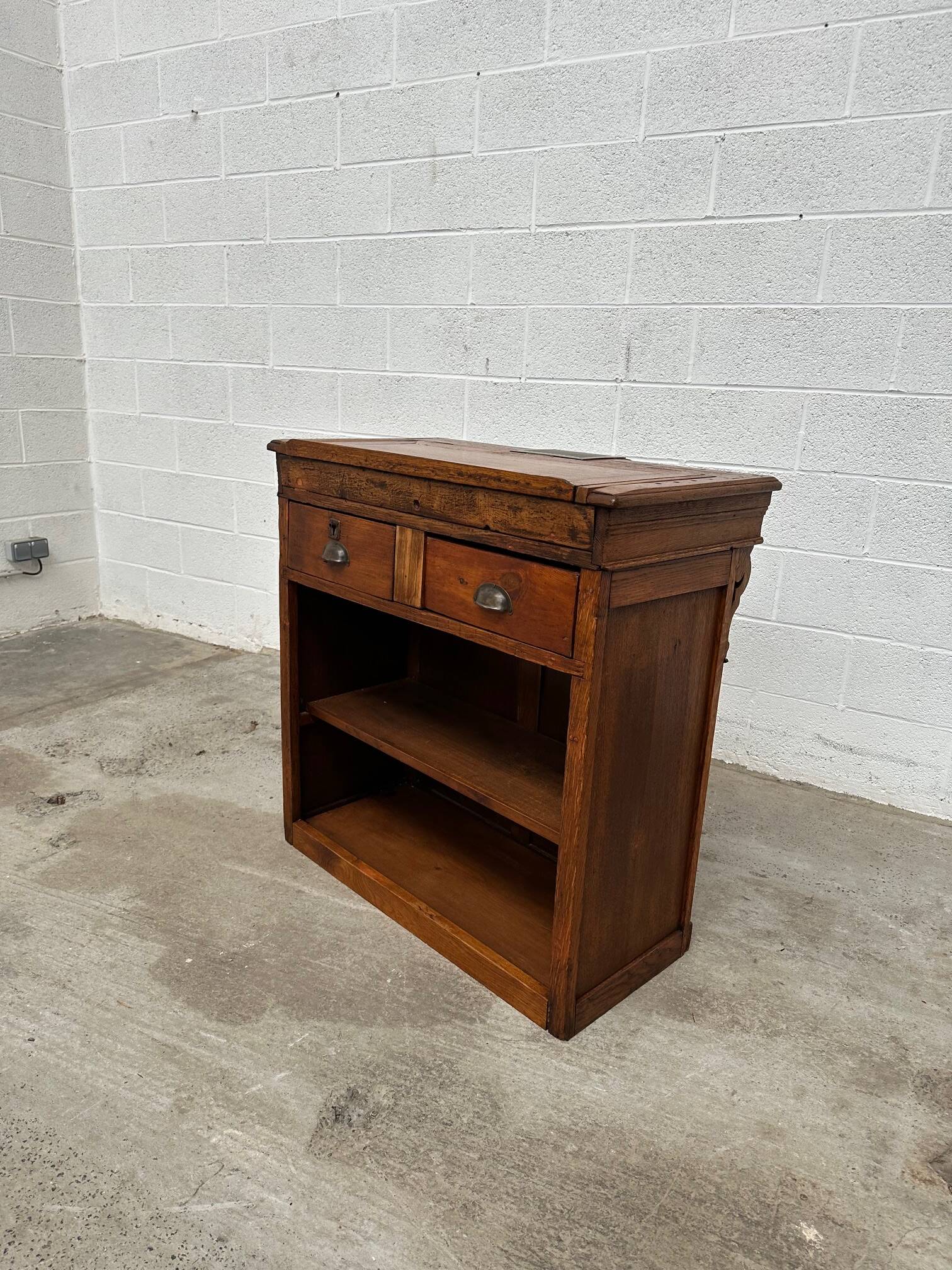 Late 19th century oak reception counter