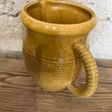 Pitcher, bros, old jug / yellow beige / Sarreguemine ceramic slip