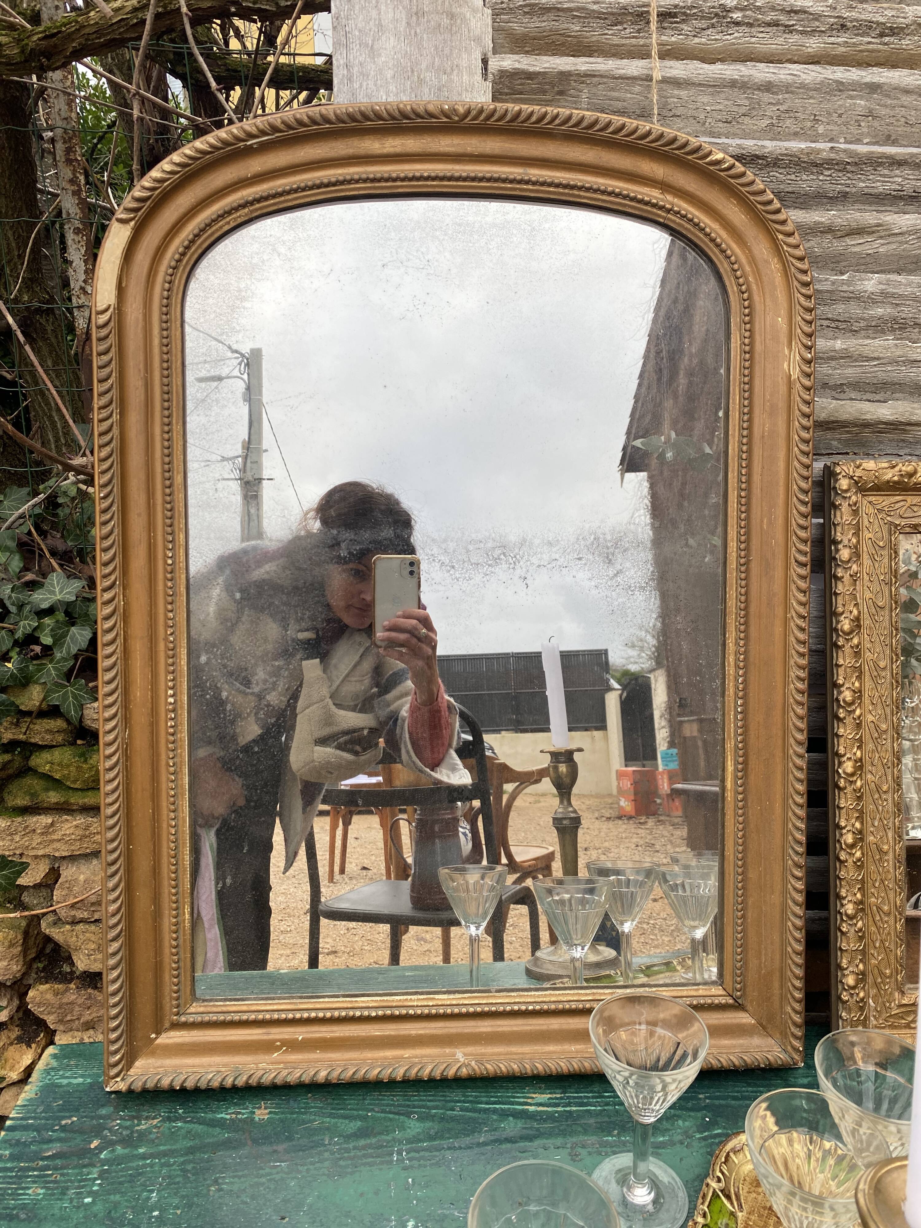 Old gilded mirror Louis Philippe style, 80x57 cm