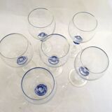 Set of 6 blue ball wine glasses by Luminarc.