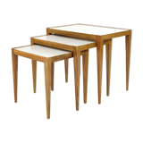 Three walnut side tables from the 60s