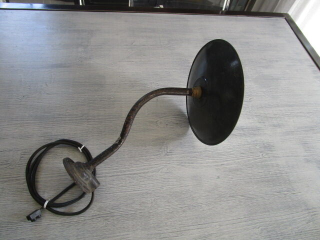 Old outdoor lamp-gooseneck and enamelled sheet metal