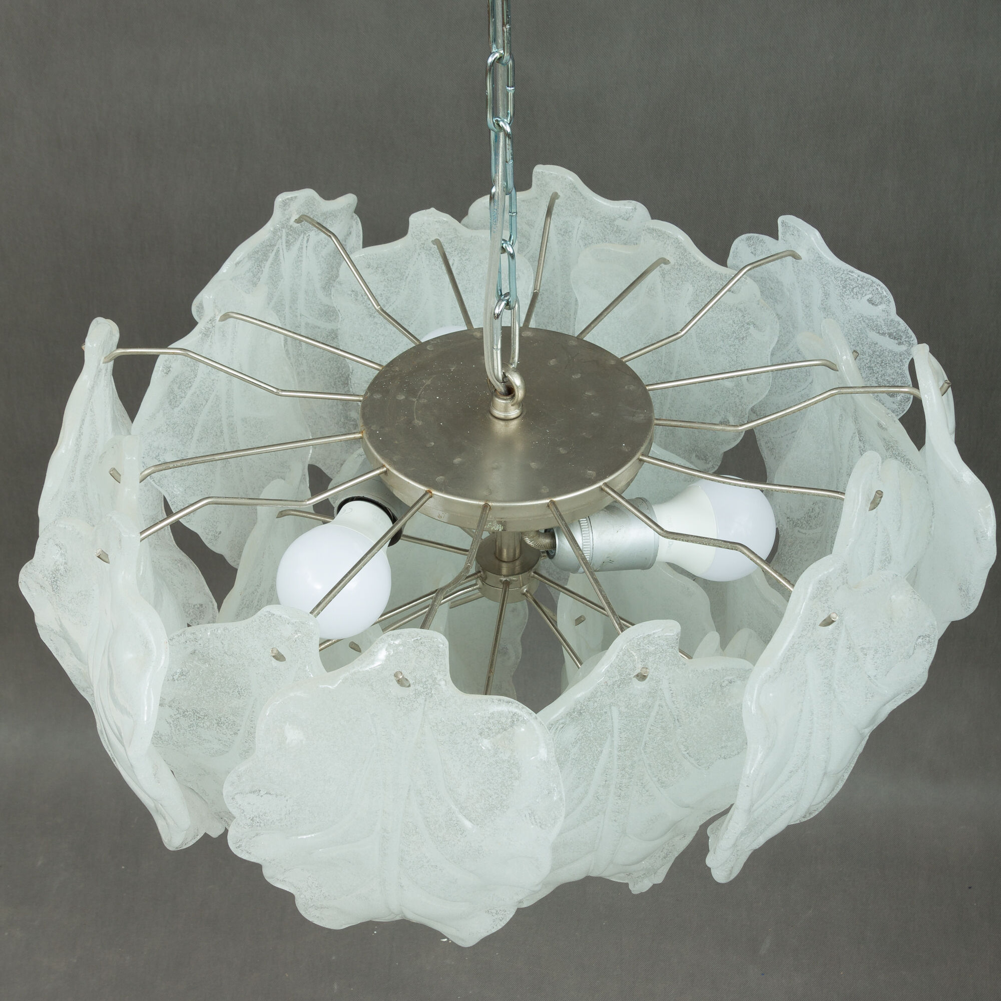 Lustre italien givré en verre de Murano