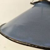 Pair of blue enameled sheet metal pendant lights