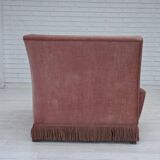 1970s, Danish 2-seater sofa, original salmon pink furniture velour.
