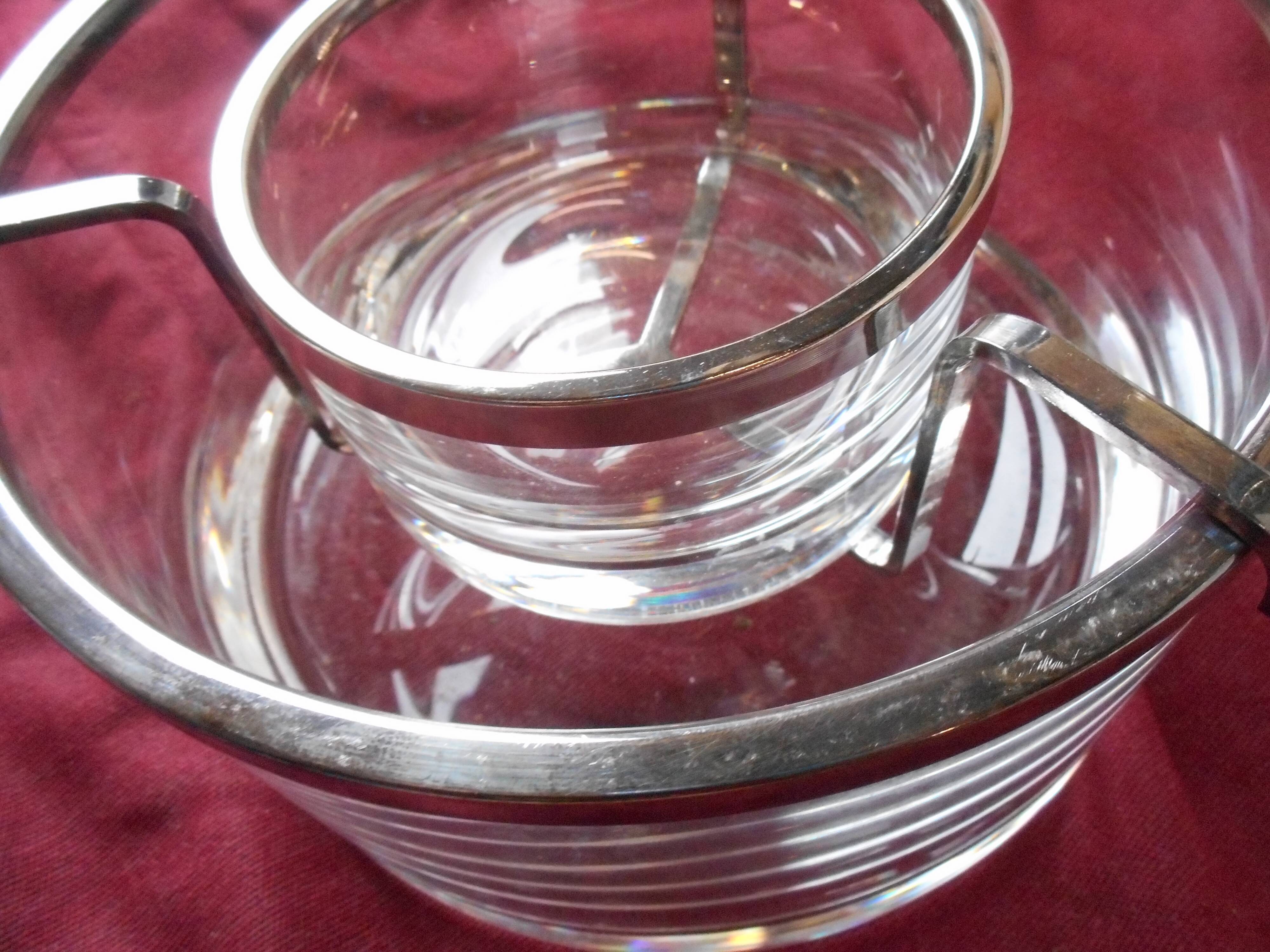 Glass and chrome caviar cup
