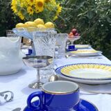 Bistro coffee cups with saucers in cobalt blue porcelain
