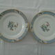 2 flat plates Haviland Limoges blue decoration and gold medallion bird