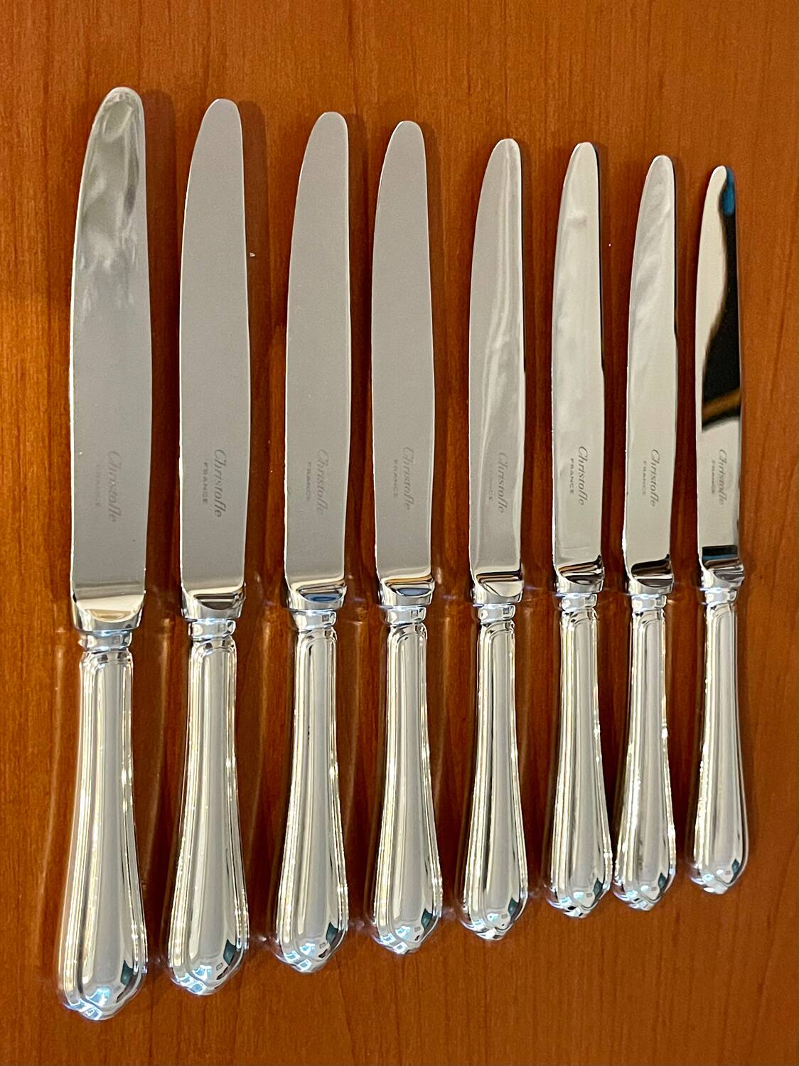 Christofle spatours 8 dessert knives 19.5 cm very good condition