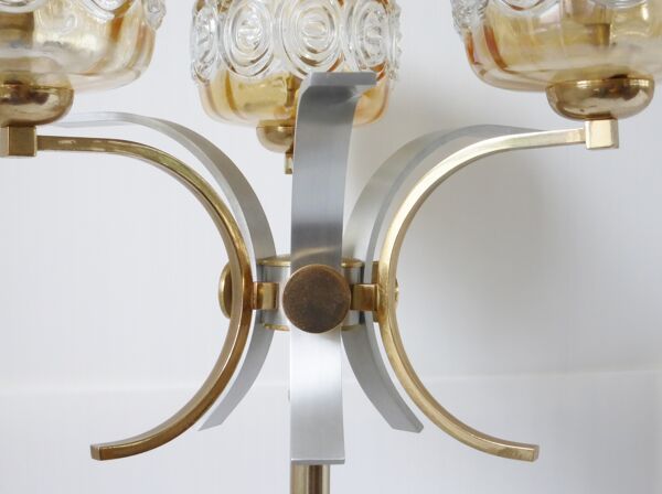 Lampadaire acier et verre 1970 vintage design 70's funky retro pop space age seventies floor lamp