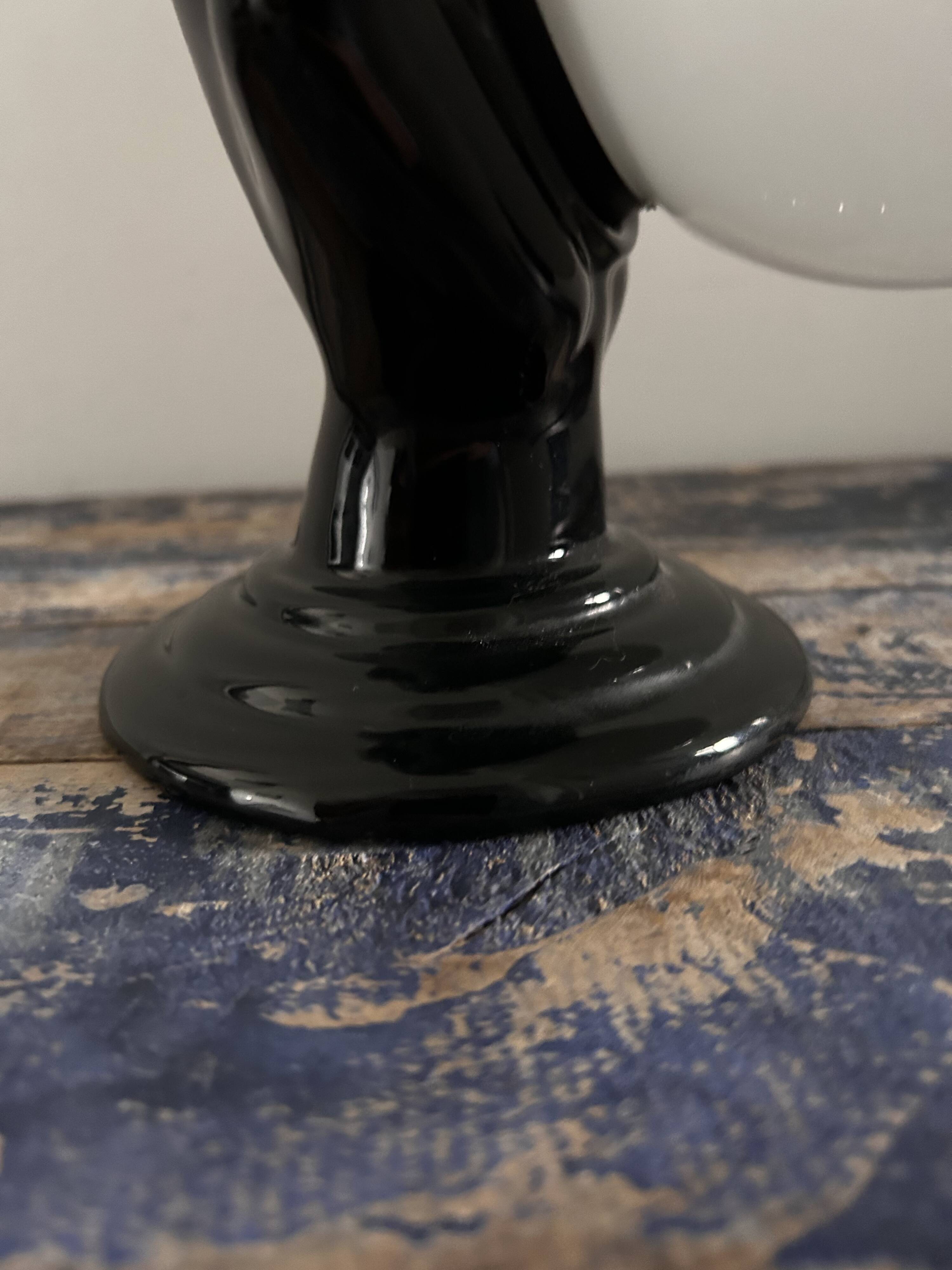 Handmade wall light in black and opaline ceramic