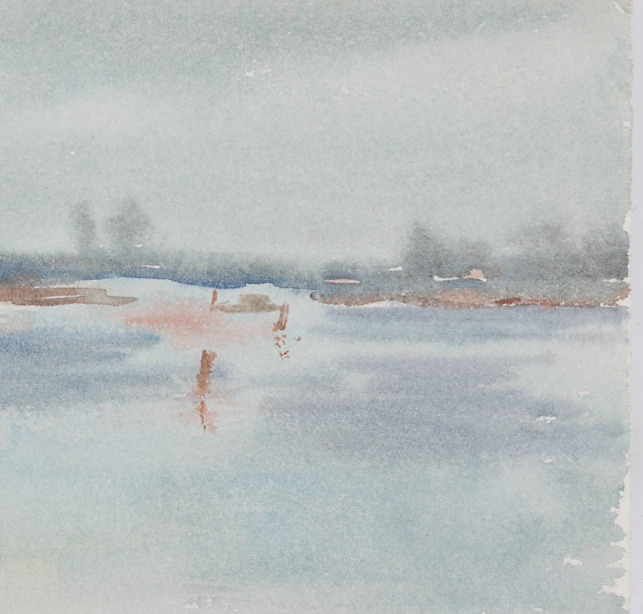 Camille COMBE: Seaside promenade, Original signed watercolor