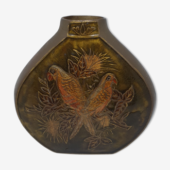 Bronze vase and cloisonnés enamels