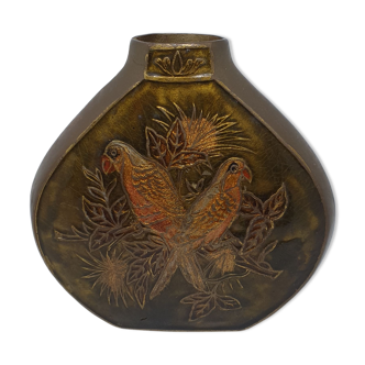 Bronze vase and cloisonnés enamels