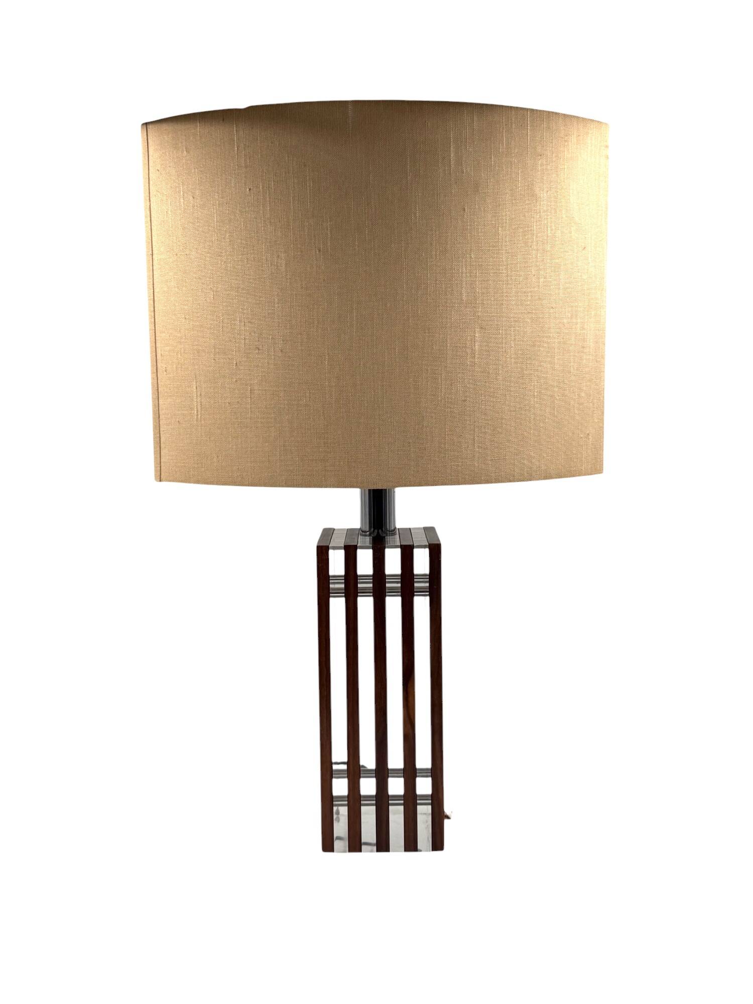 Hollywood regency wood and lucite table lamp base, Italy, 1970s