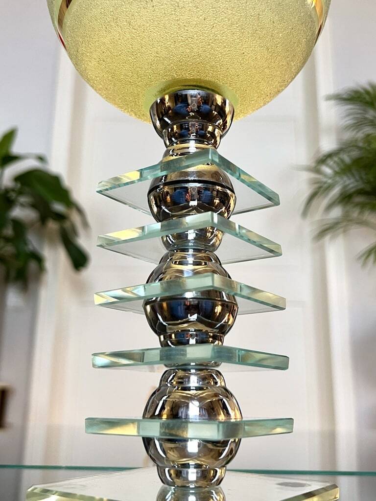 Art Deco Lamp with Glass Plates - Mirror - Globe - Vintage Lighting