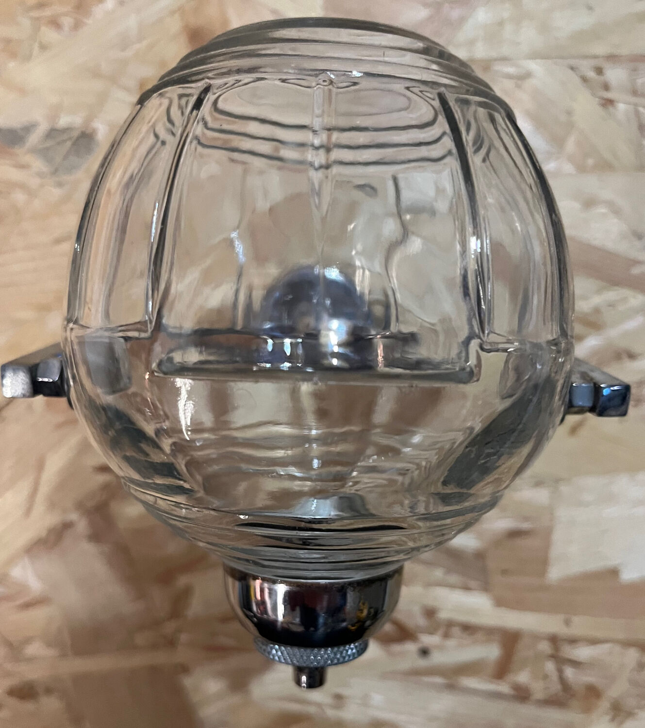 Old glass and metal liquid soap dispenser