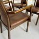 Set of 8 wooden and thick leather armchairs, Girsberger design, 80s