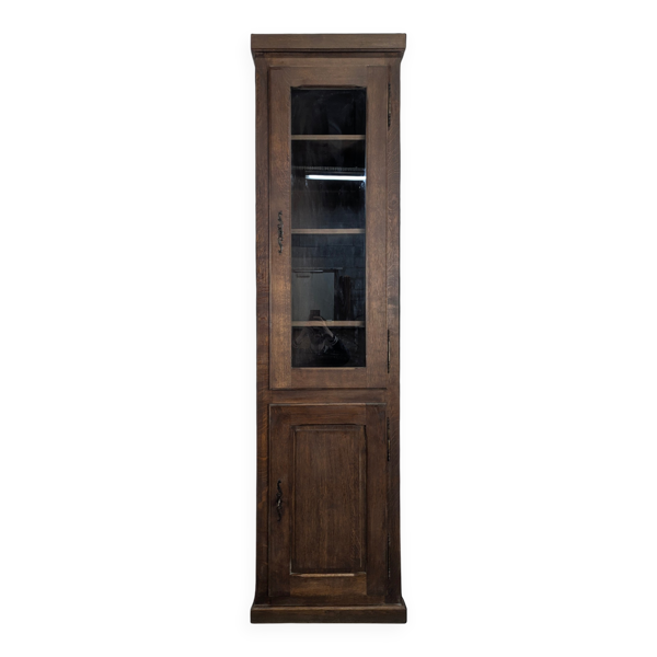 Colonne vitrine rustique en chêne massif