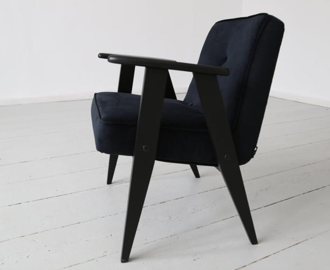 Fauteuil polonais "366" du milieu du siècle en noir, conçu en 1962 par J. Chierowski