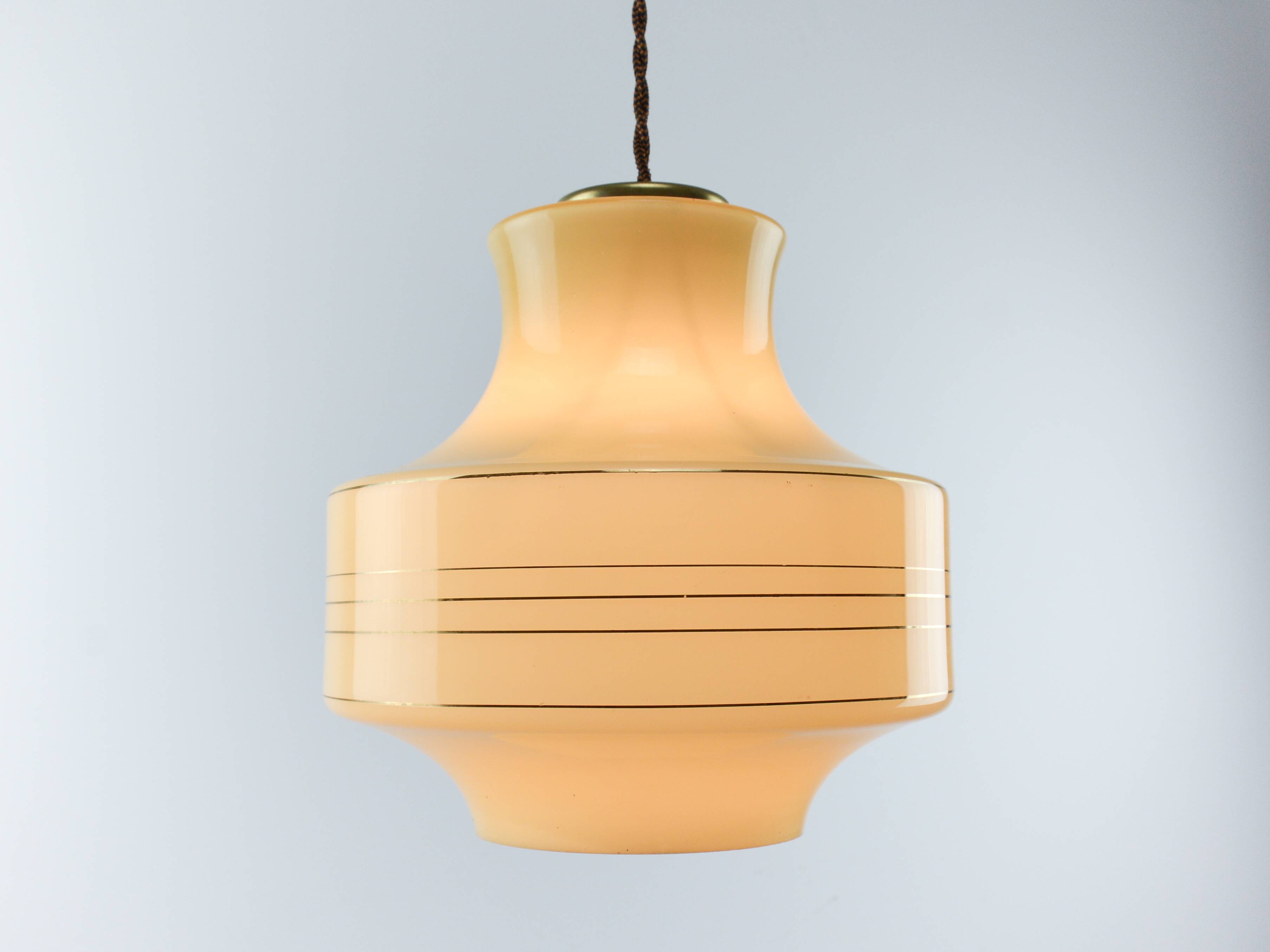 Vintage Beige/Yellow Glass Pendant Lamp
